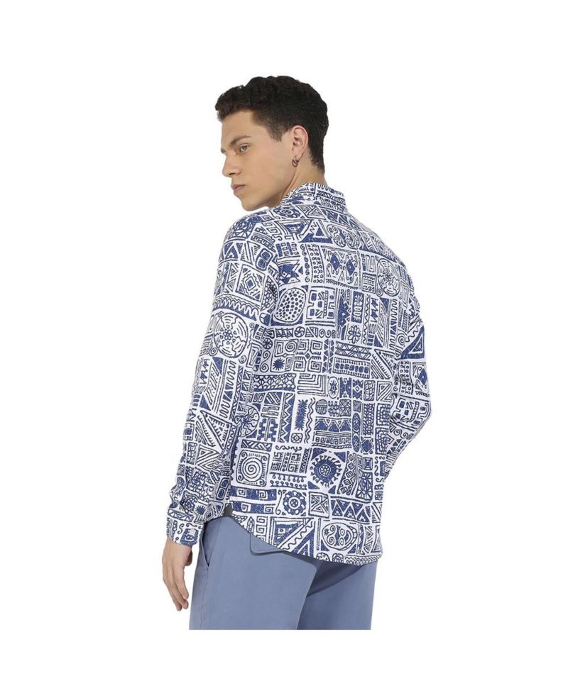 Men's Contrast Aztec Shirt