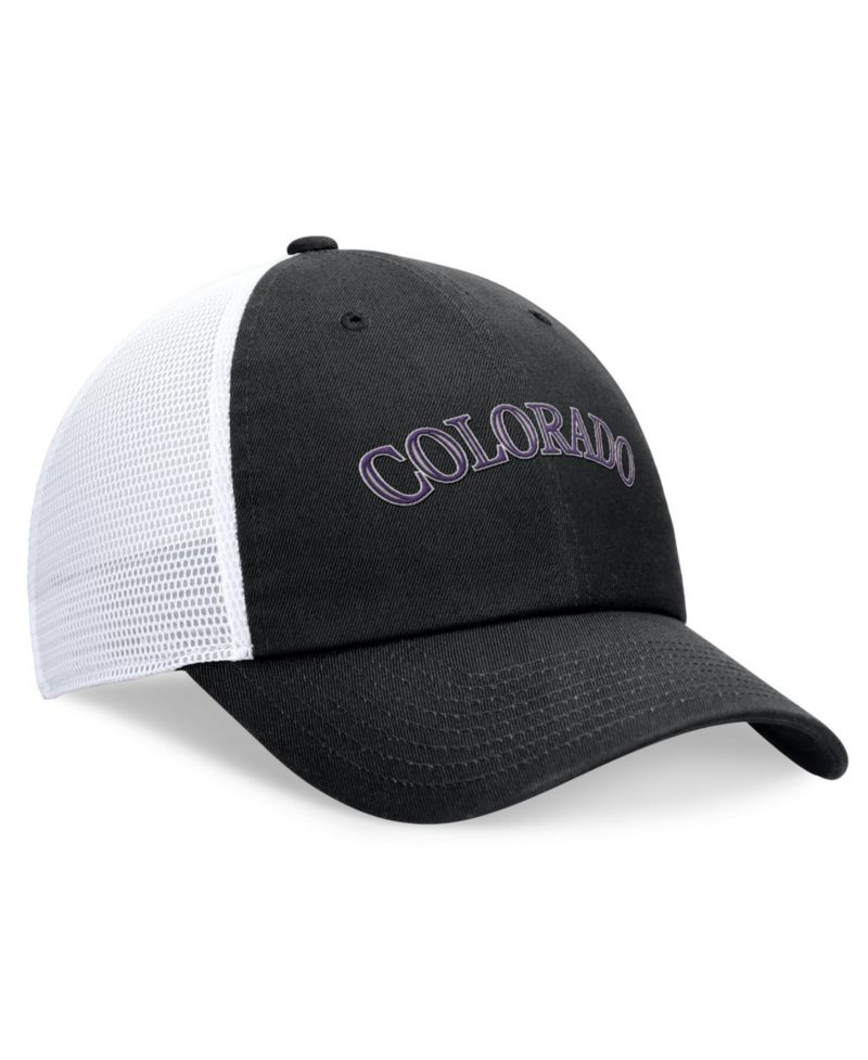Men's Black Colorado Rockies Wordmark Adjustable Trucker Hat