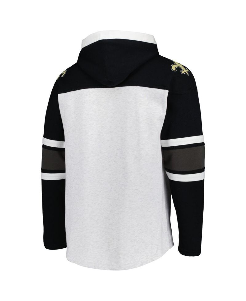 Men's New Orleans Saints Heather Gray Gridiron Lace-Up Pullover Hoodie