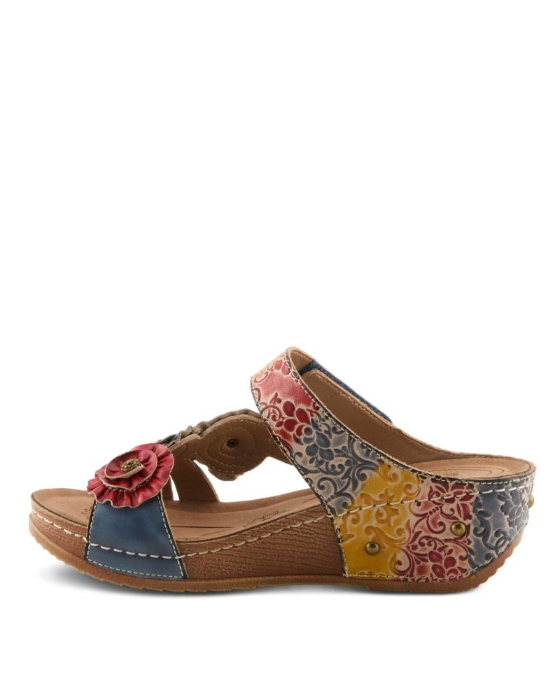 Women s Ohsosweet Floral Leather Wedge with Soft Cushioned Insole