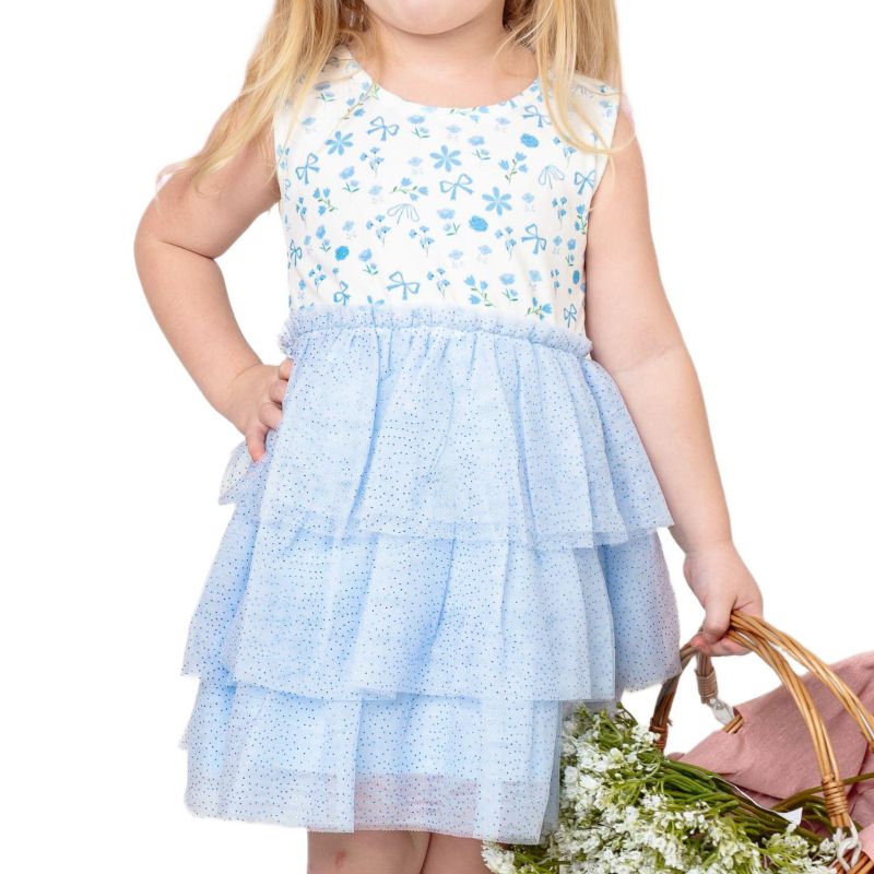 Little Girls Sky Floral Tank Tutu Dress