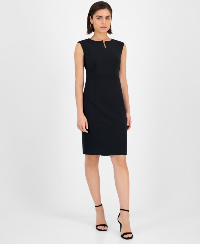 Women's Stretch Crepe Sleeveless Sheath Dress