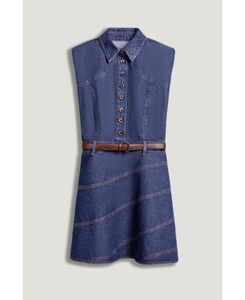 Women's Belted Denim Mini Dress