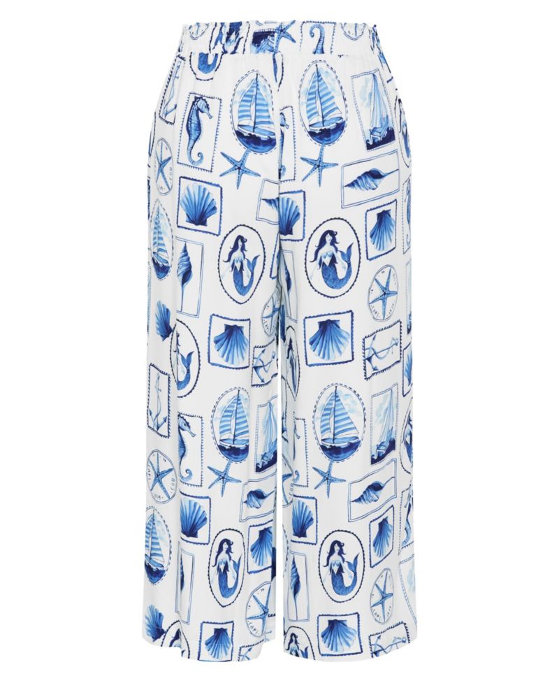 Plus Size Liana Amalfi Print High-Rise Wide-Leg Pants