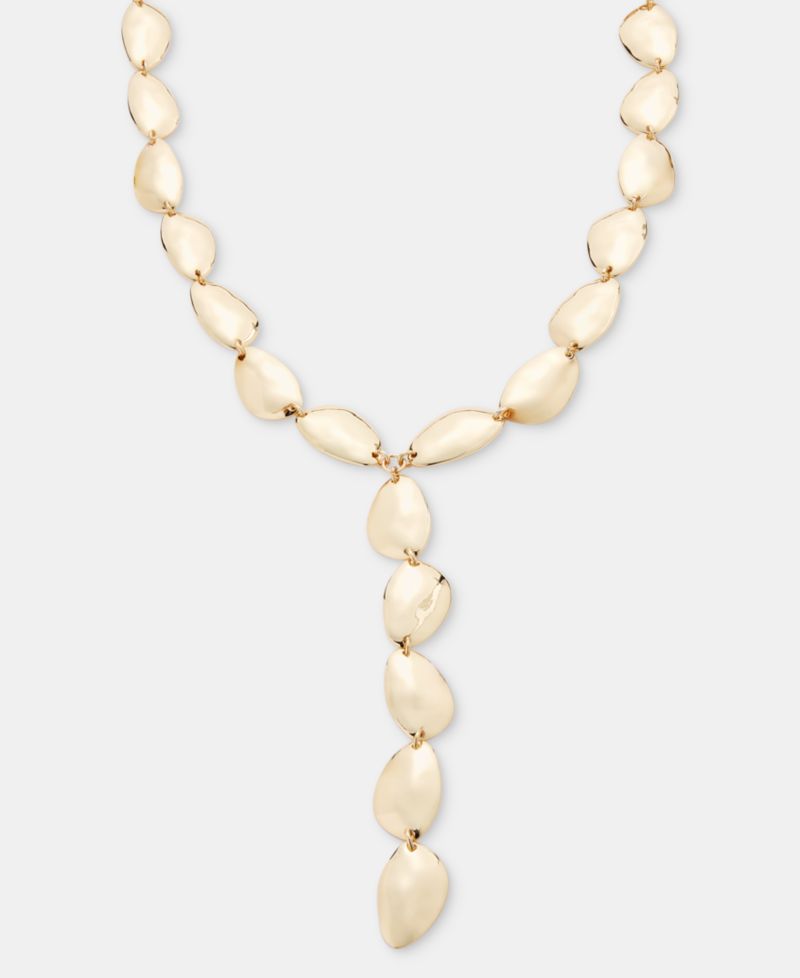 Sculptural Oval Lariat Necklace, 16" + 3" extender