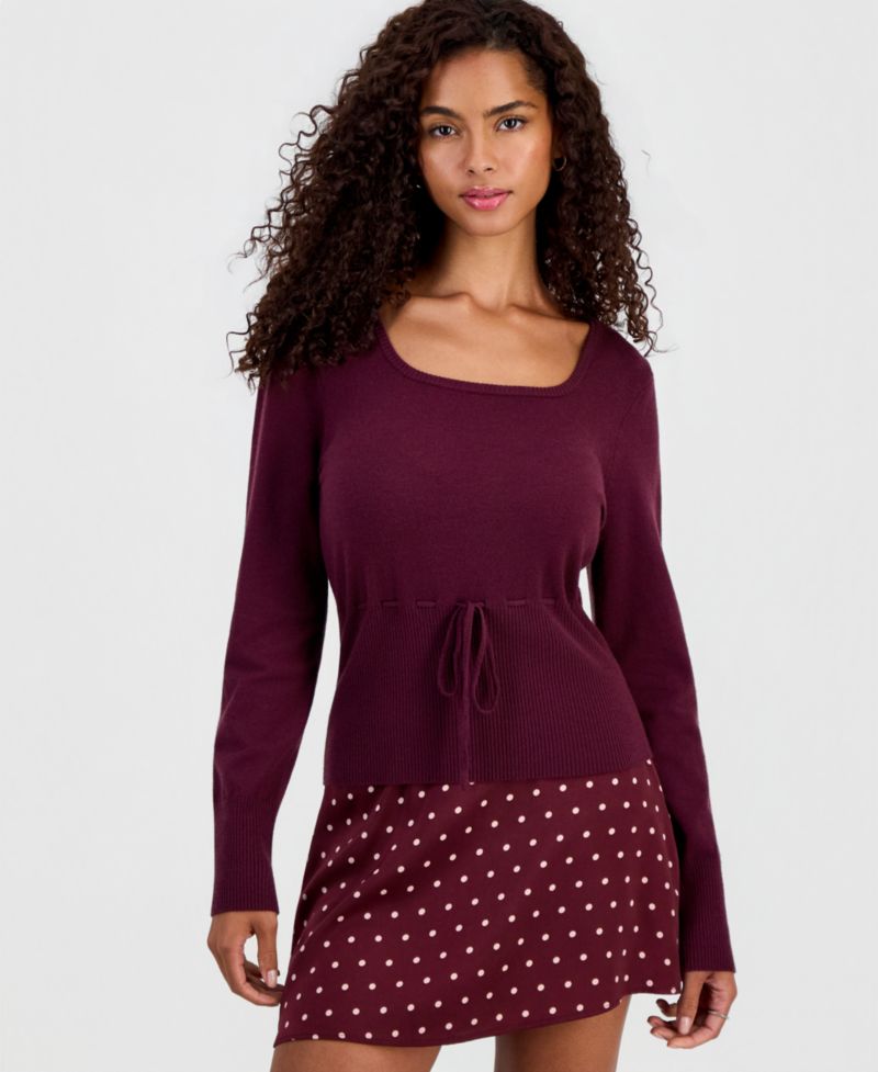 Juniors' Tie-Detail Sweater