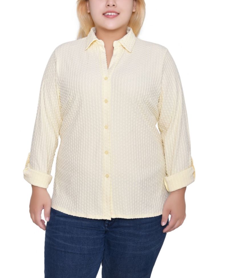 Women's Plus Size Long Sleeve Textured Knit Top