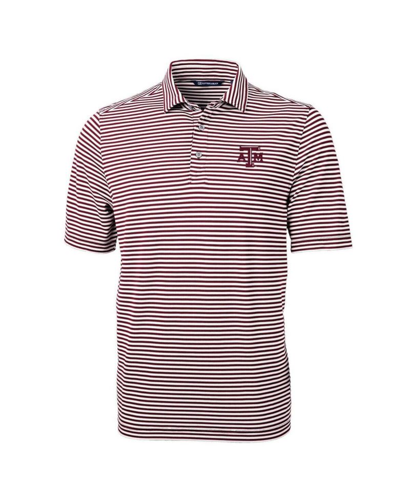 Men's Maroon Texas A&M Aggies Virtue Eco Pique Stripe Polo Shirt