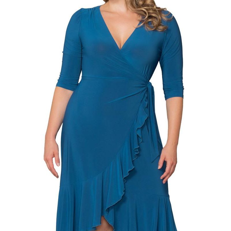 Plus Size Whimsy Ruffled Midi Wrap Dress