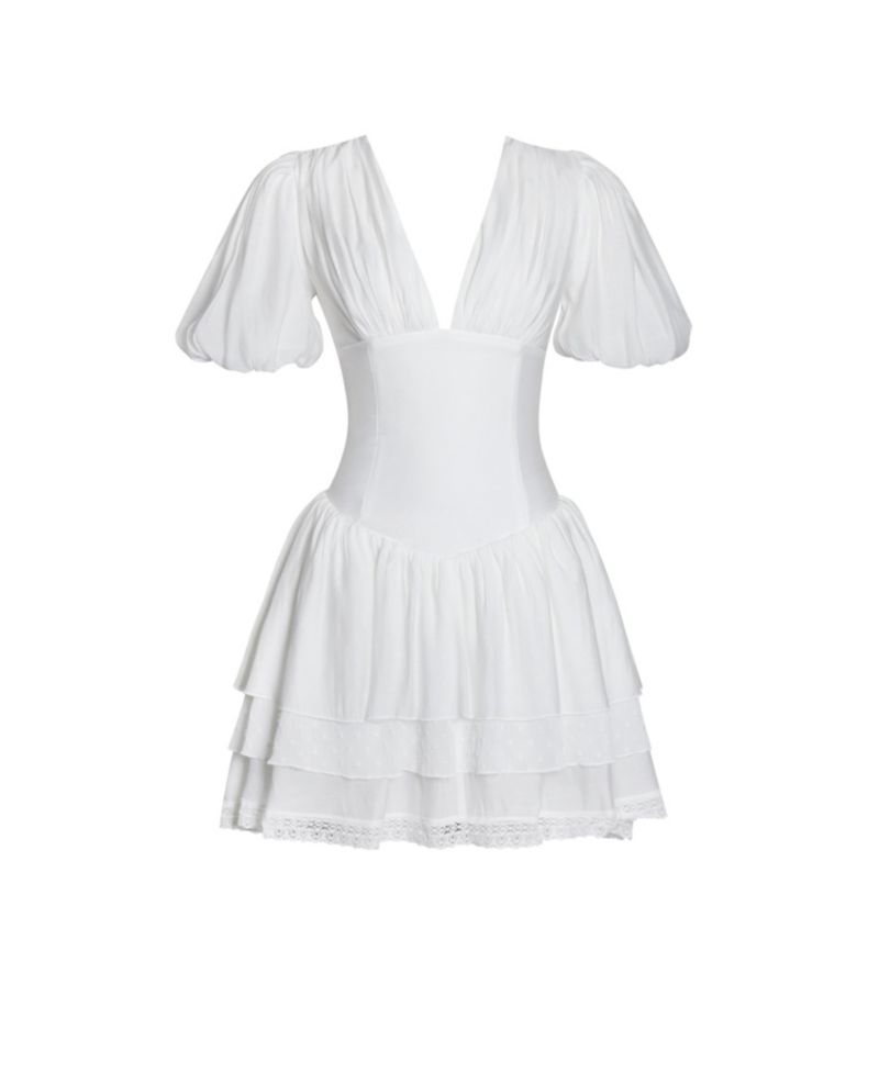 Women's Caitlyn Bubble Sleeve Layered Mini Corset Dress