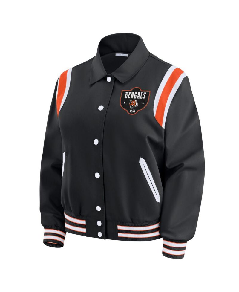 Women's Black Cincinnati Bengals Varsity Lightweight Full-Snap Jacket