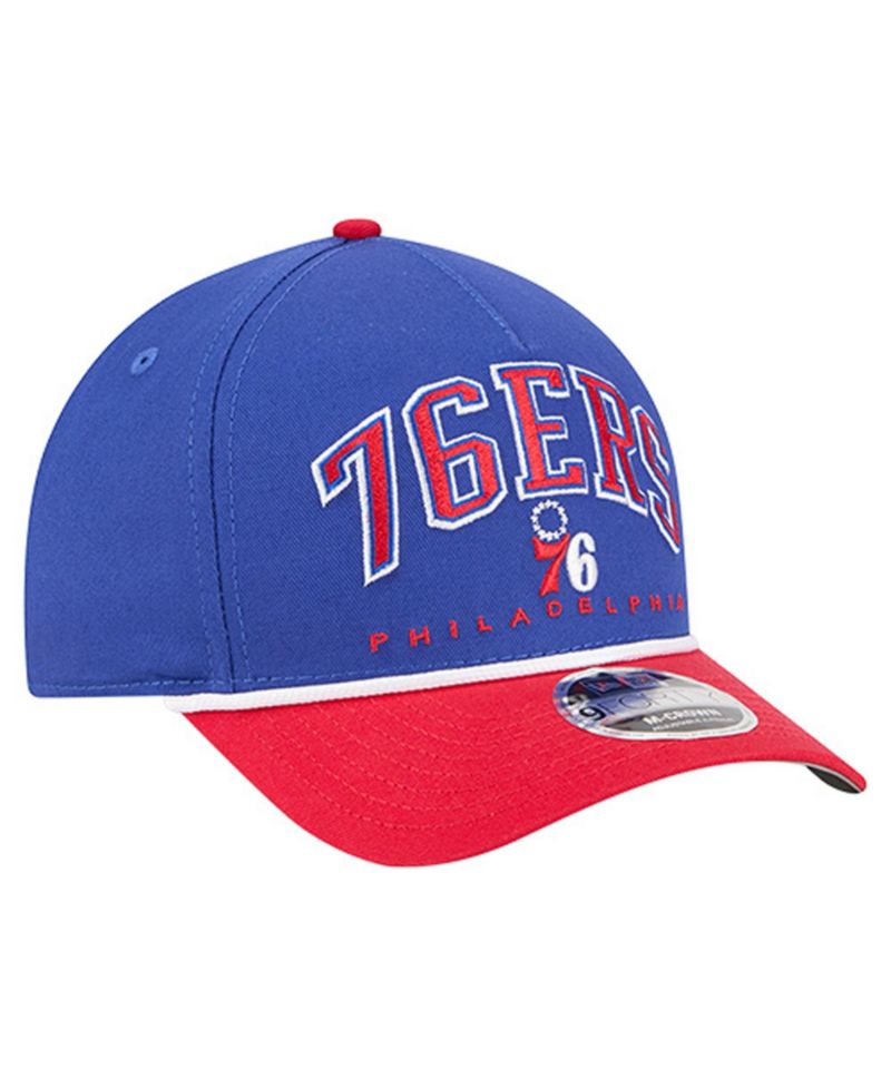 Men's Royal Philadelphia 76ers Bold Arch COOLERA 9FORTY A-Frame M-Crown Adjustable Hat