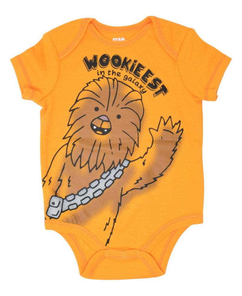 Baby Boys Chewbacca C-3PO R2-D2 Darth Vader Yoda 5 Pack Short Sleeve Bodysuits Newborn to