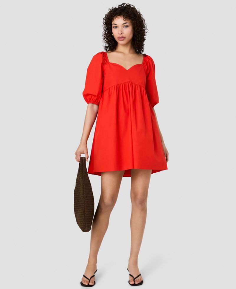 Women's Puff-Sleeve Sweetheart Neck Mini Dress
