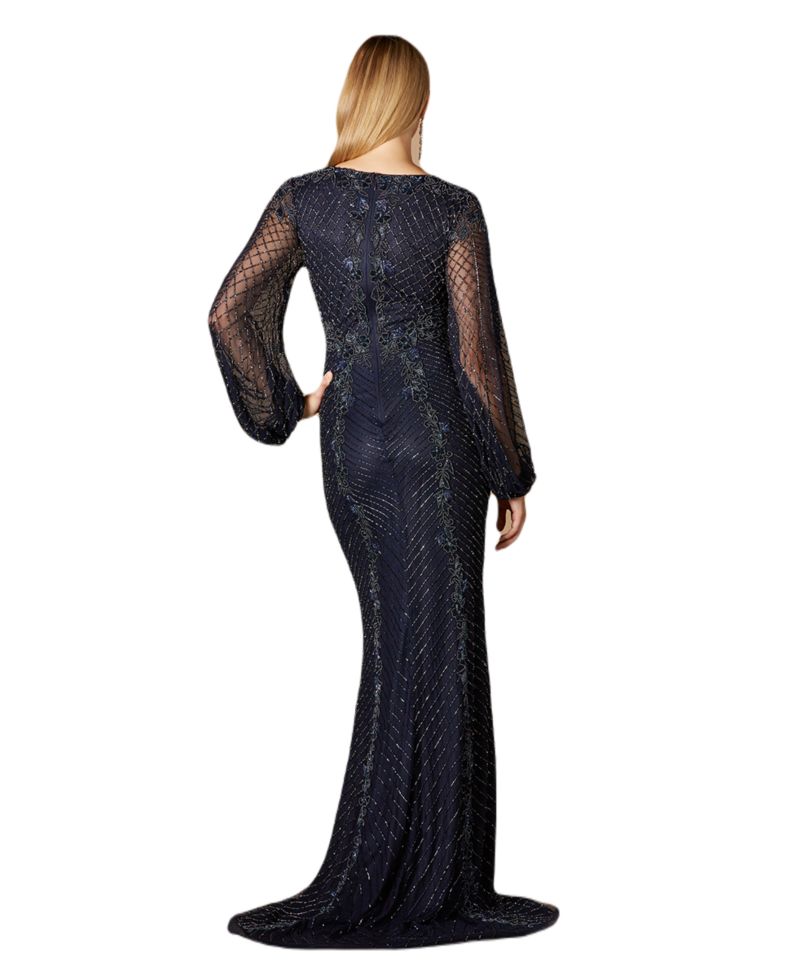Women's Long Sleeve Beaded Gown