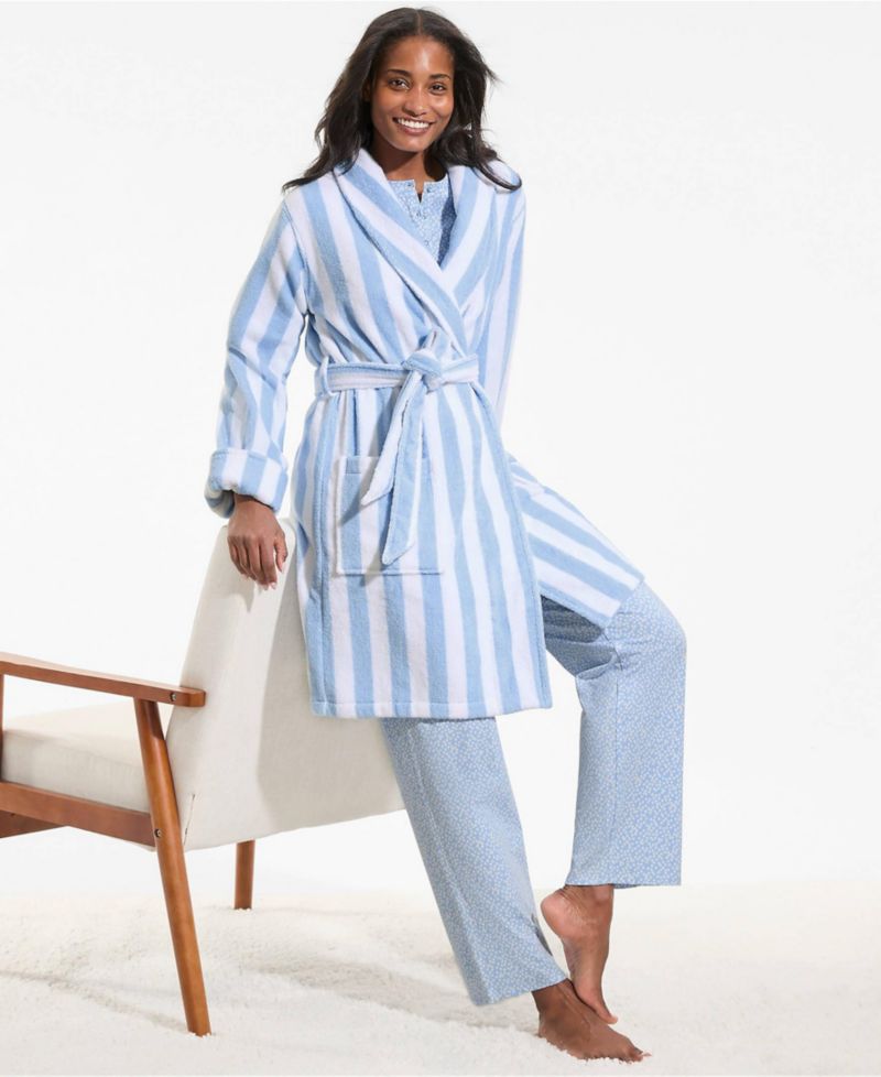 Women's Soft Terry Long Sleeve Knee Length Robe