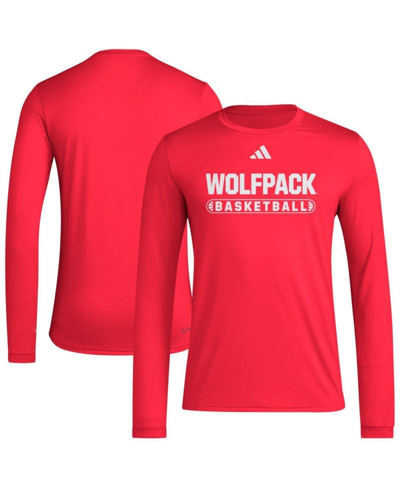 Men's Red NC State Wolfpack On-Court Pregame Long Sleeve T-Shirt