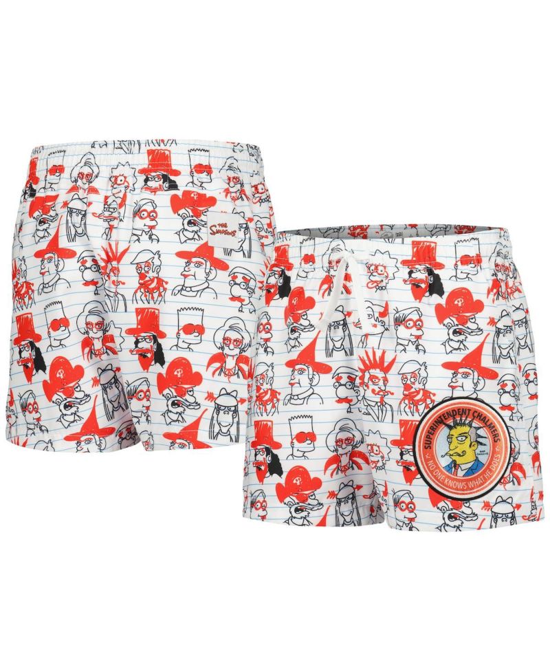 Big Boys and Girls White The Simpsons Bart School Doodles Shorts