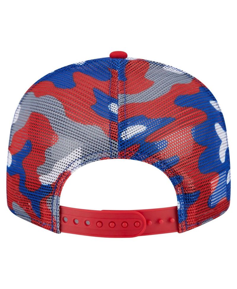 Men's Blue/Red New York Rangers Camo Meshback 9FIFTY Snapback Hat