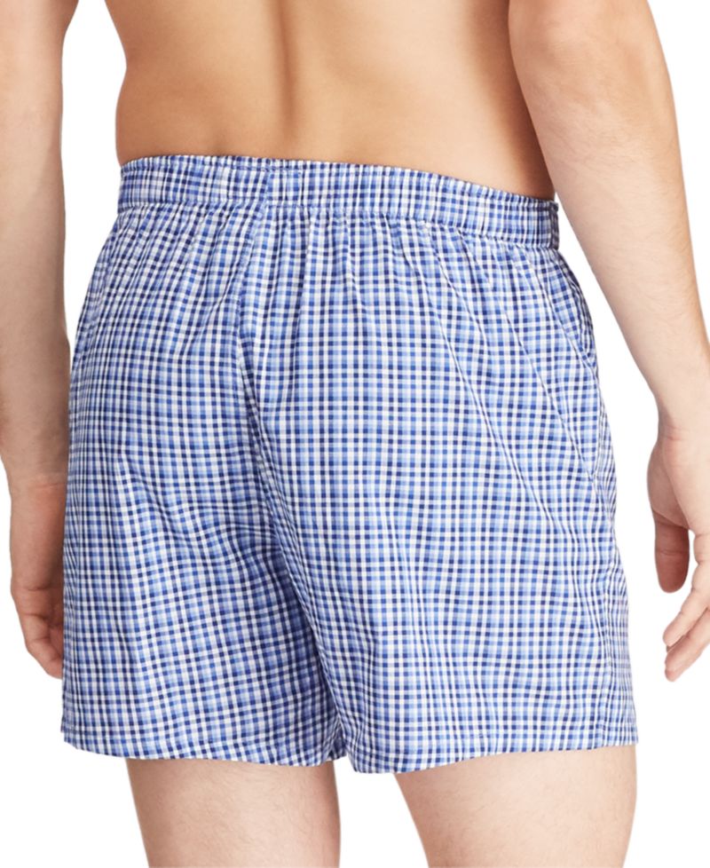 Men's Plaid Single-Button Fly Boxers