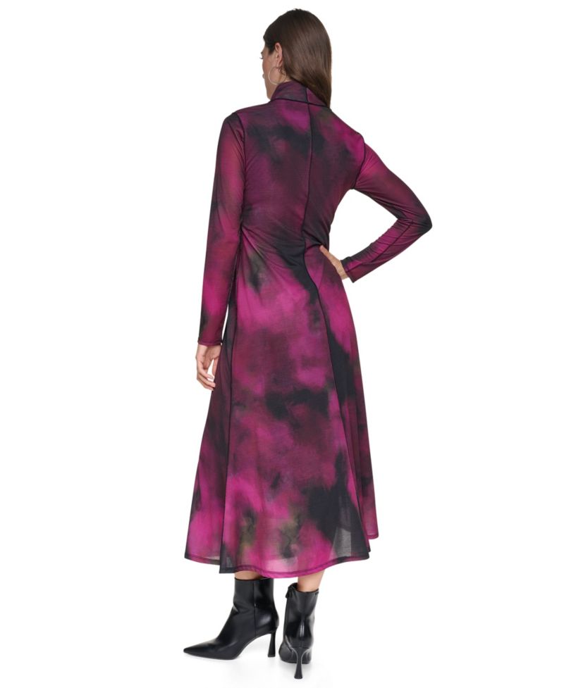 Women's Exposed Seam Printed Long Sleeves Dress