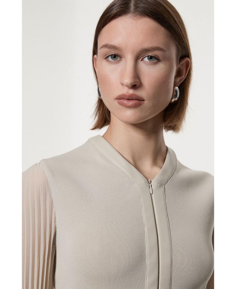 Women's Woven Sleeved Pleated Dress