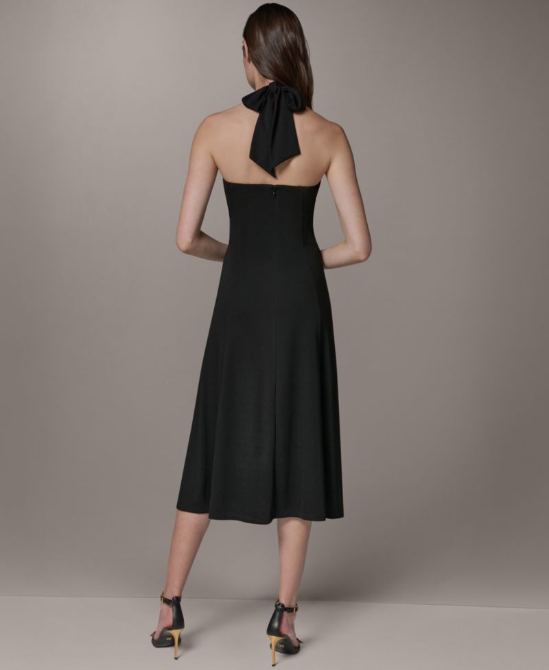 Women's Sleeveless Halter Midi with Contour Hardware Dress