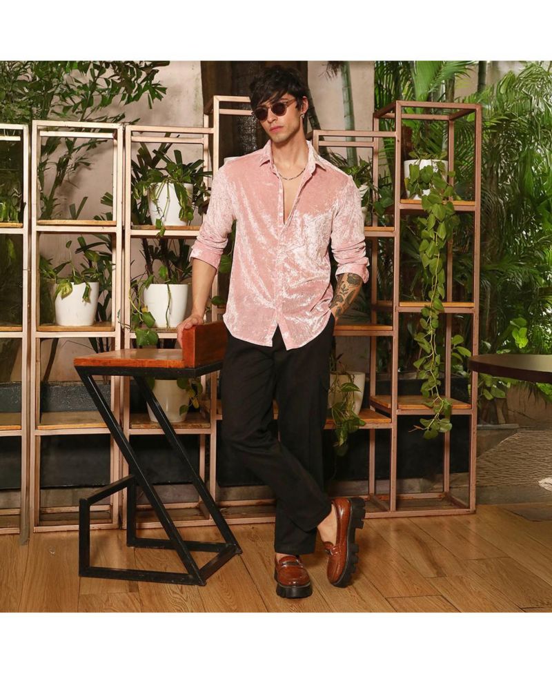 Men's Solid Velvet Shirt