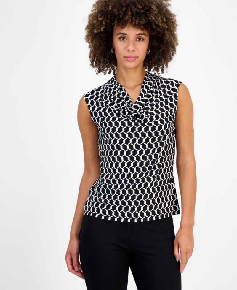 Women's Cowl-Neck Cap-Sleeve Blouse