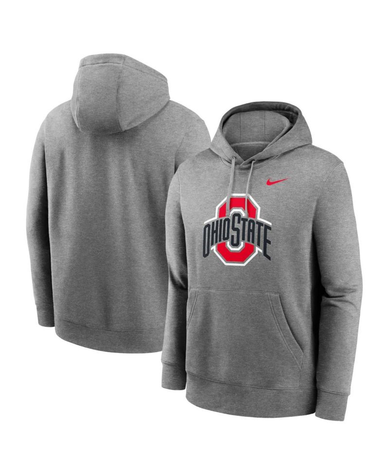 Men's Heather Gray Ohio State Buckeyes Primetime Evergreen Club Fleece Pullover Hoodie