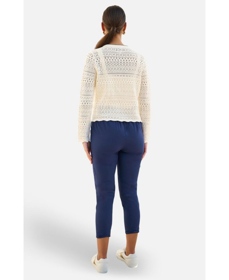 Women's Crochet Knitted Tie Front Cardigan