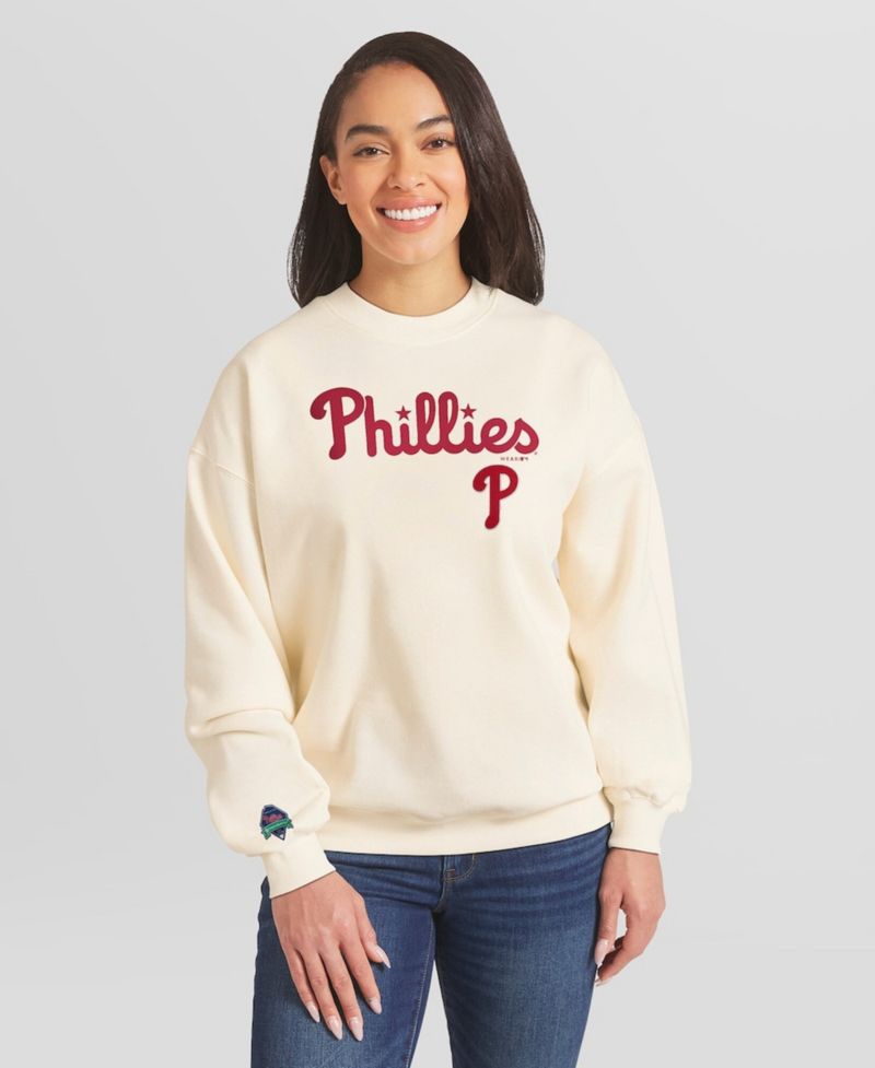 Women's Cream Philadelphia Phillies Heavyweight Crew Neck Sweatshirt