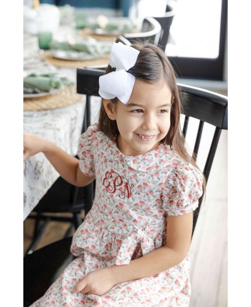 Girls' 4-6x Floral Knee-Length Shirred Dress