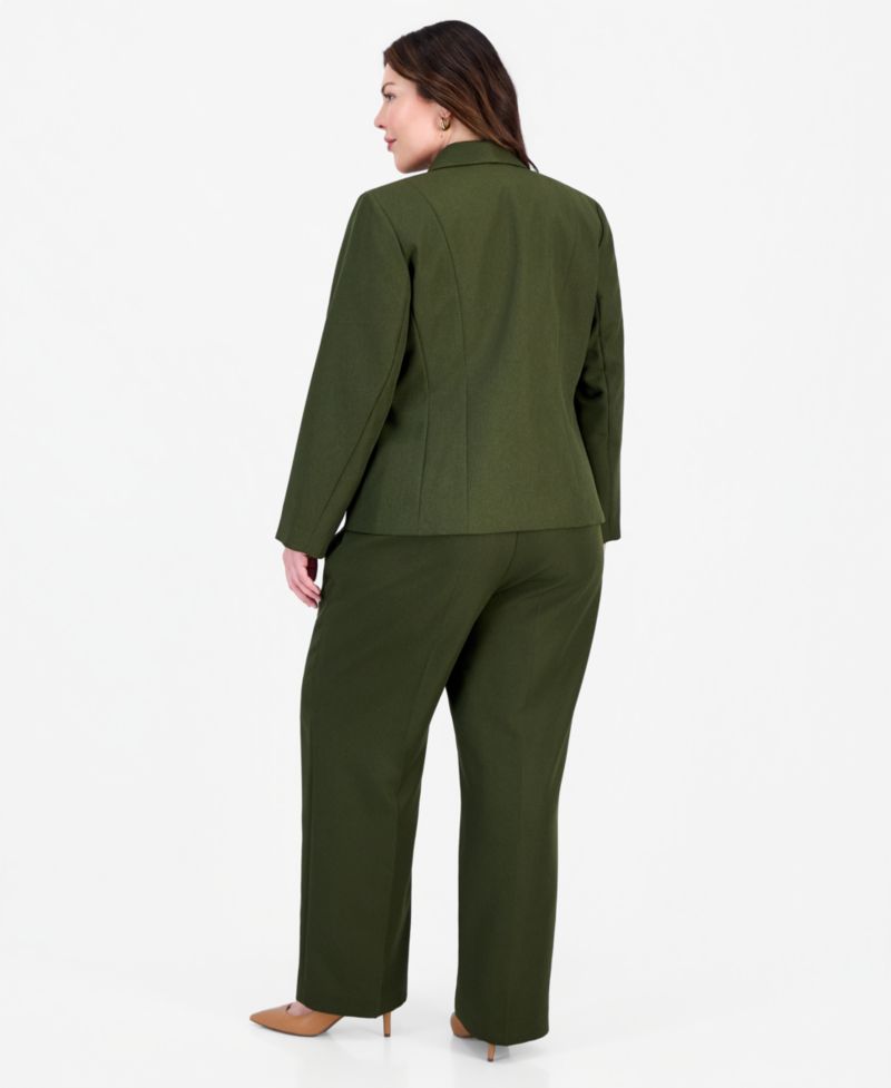 Plus Size Two-Button Shawl Collar Blazer & Pant Suit