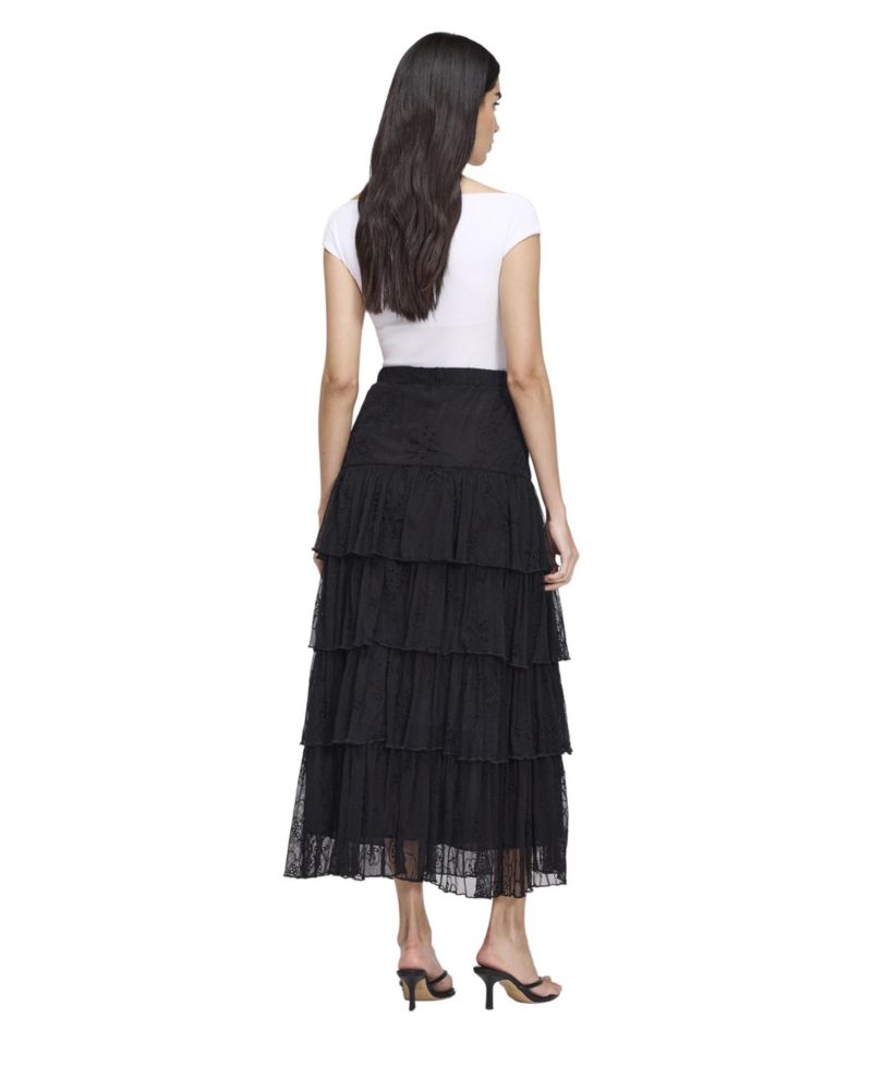 Women's Elisa Tiered-Mesh Midi Skirt