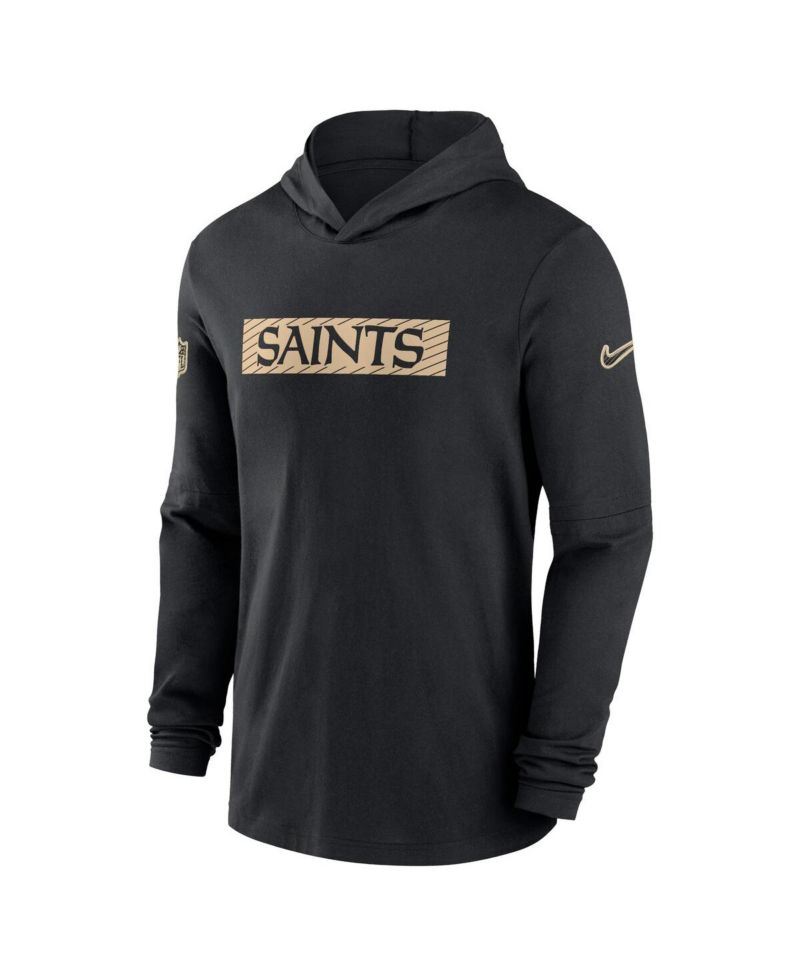 Men's Black New Orleans Saints Sideline Hoodie Performance Long Sleeve T-Shirt