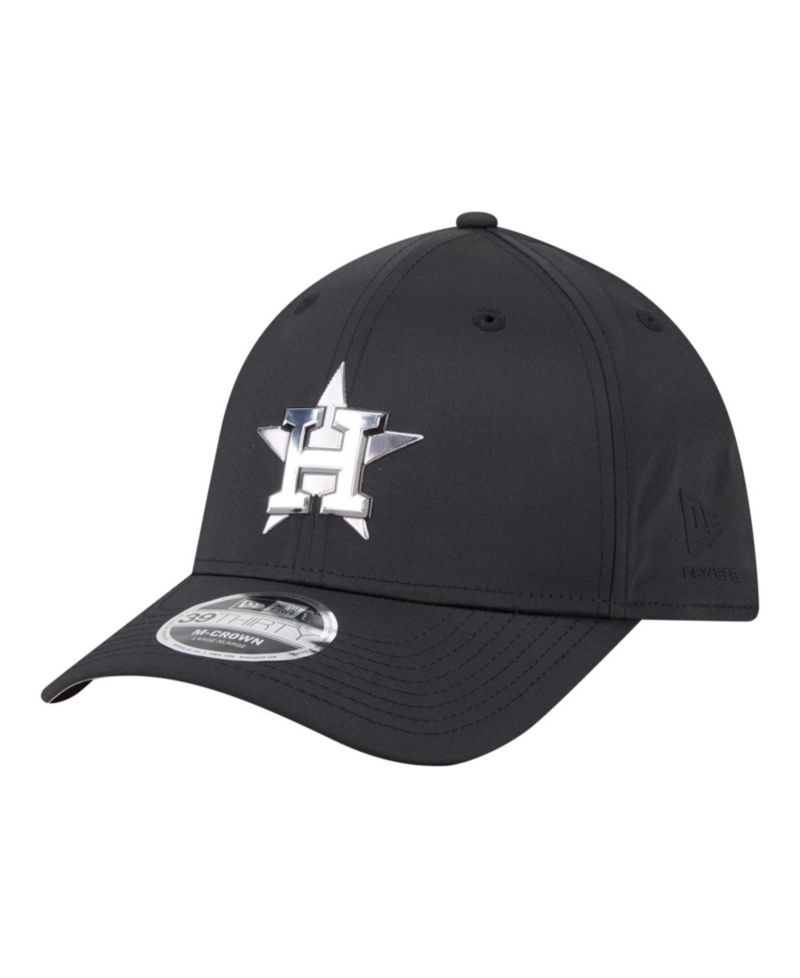 Men's Black Houston Astros Metallic 39THIRTY M-Crown Flex Hat