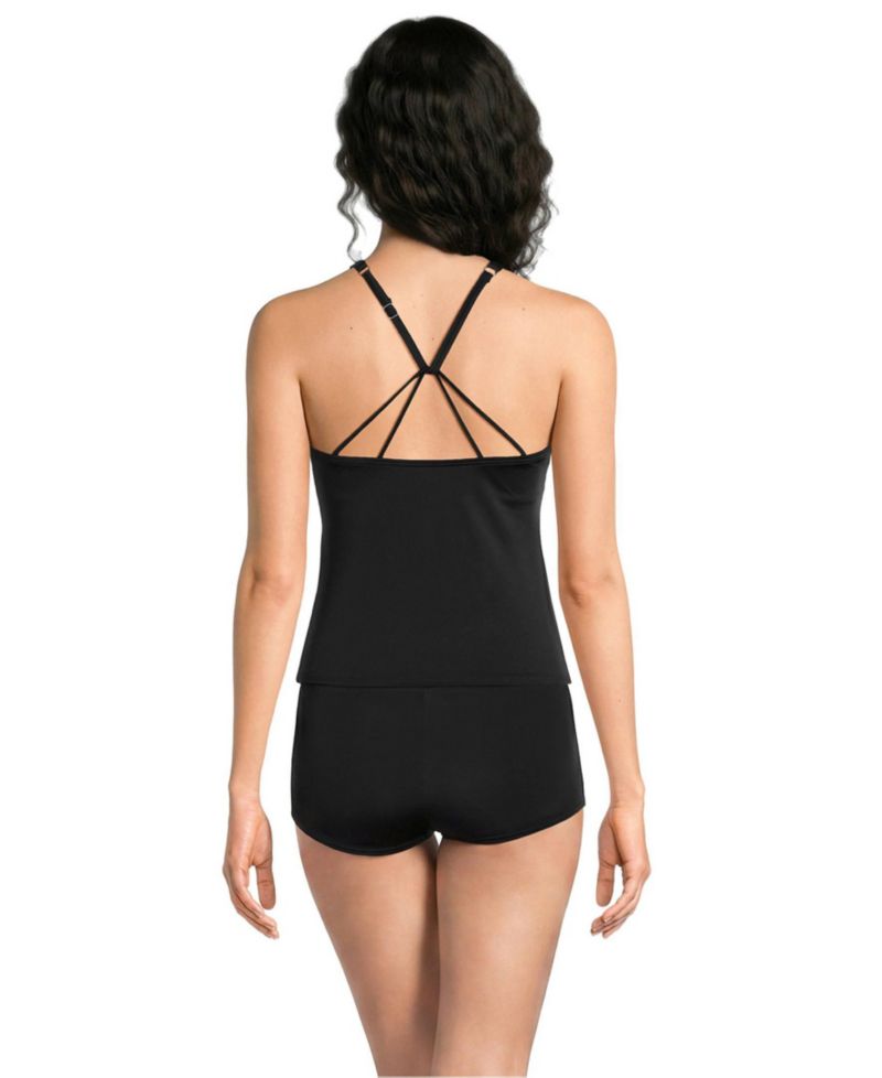 Women's Tugless High Neck Strappy Back Tankini Swimsuit Top
