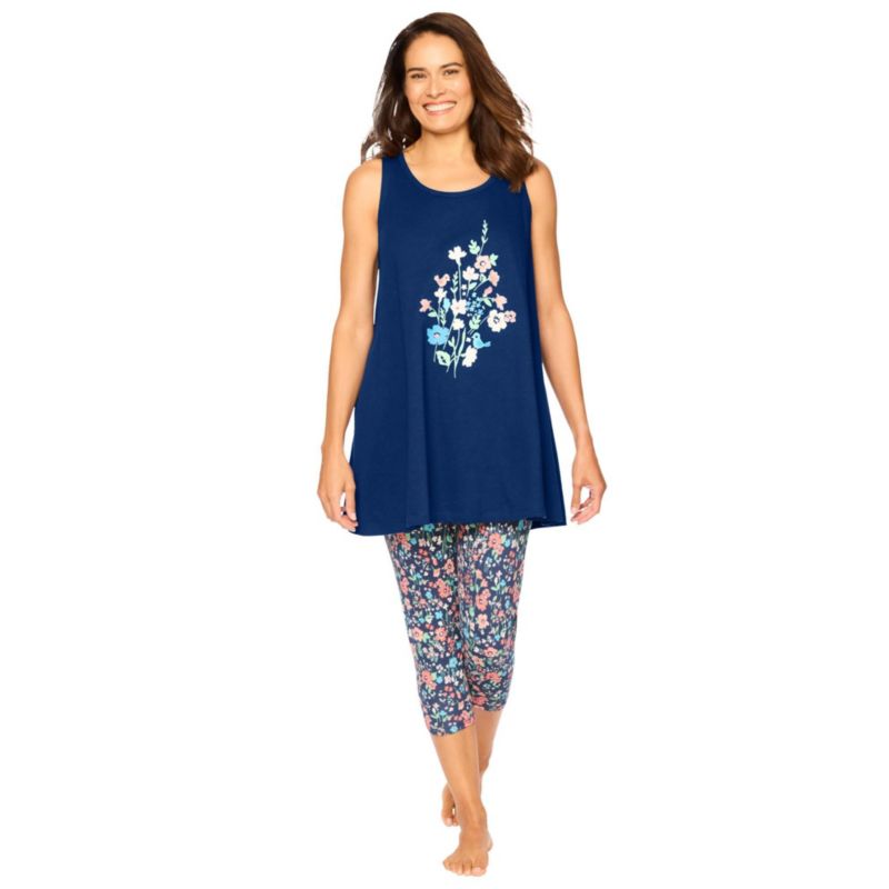 Women's Dreams and Co. Scoopneck Tank and Capri Legging PJ Set