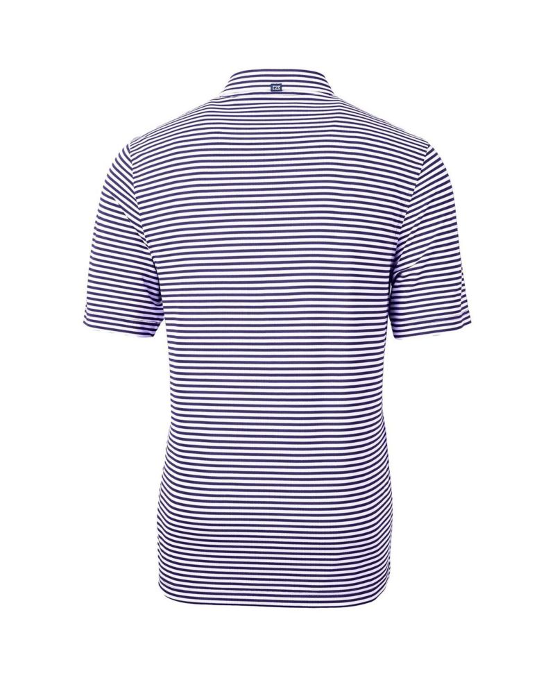 Men's Purple LSU Tigers Throwback Logo Virtue Eco Pique Stripe Polo Shirt