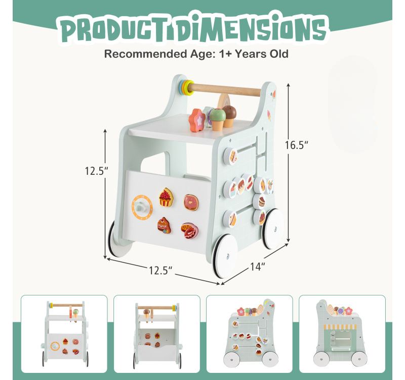 Kids Walker 2-in-1 with Toy Storage and Ice Cream Theme