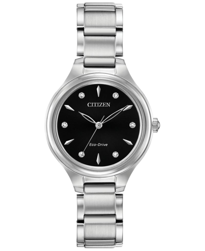 Eco-Drive Women's Corso Diamond-Accent Stainless Steel Bracelet Watch 29mm