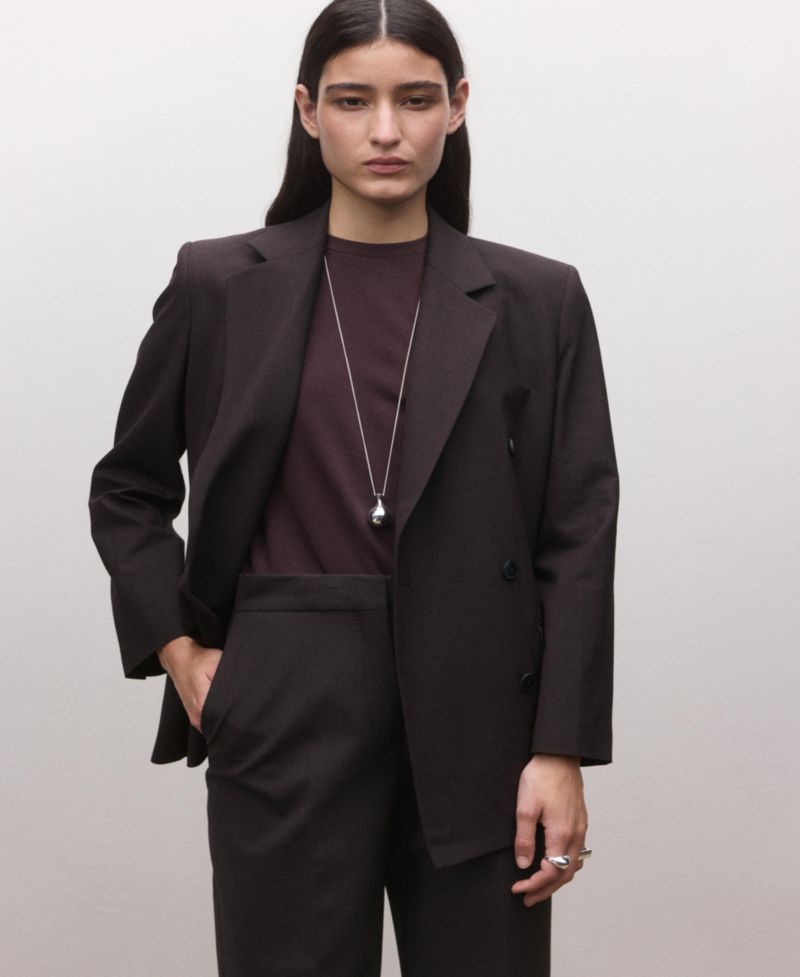 Women's Selection Double-Breasted Wool Suit Blazer