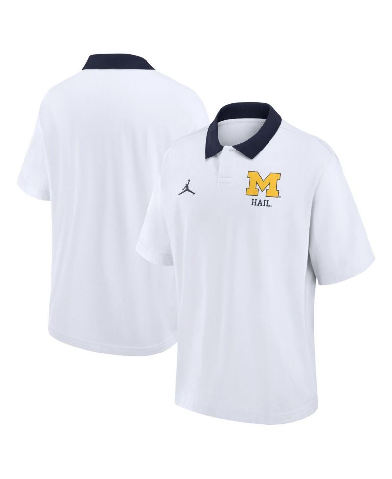 Men's White Michigan Wolverines Jersey Polo Shirt