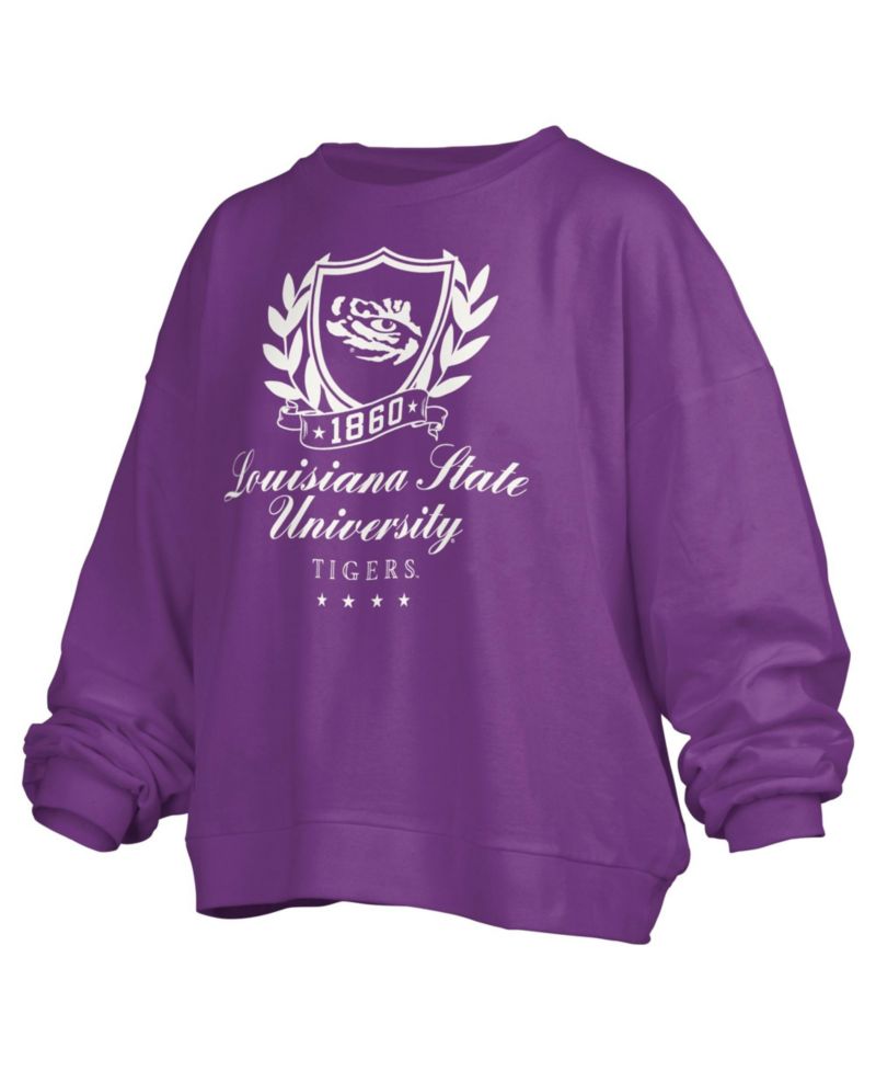 Women's LSU Tigers Janice Oversized Graphic Fleece-Lined Pullover Sweatshirt