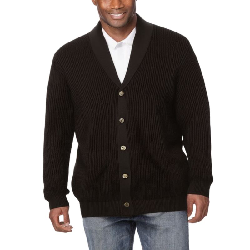 Men's Shaker Knit Shawl-Collar Cardigan Sweater