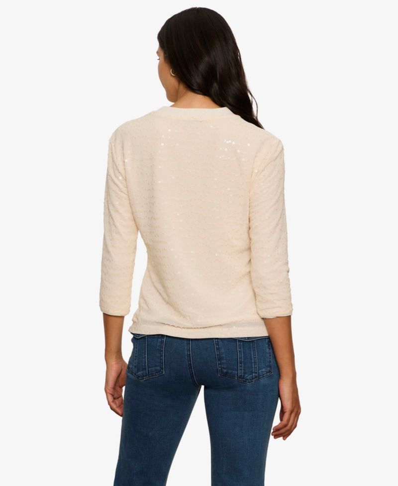 Women's Mode Sequin-Embellished 3/4-Sleeve T-Shirt