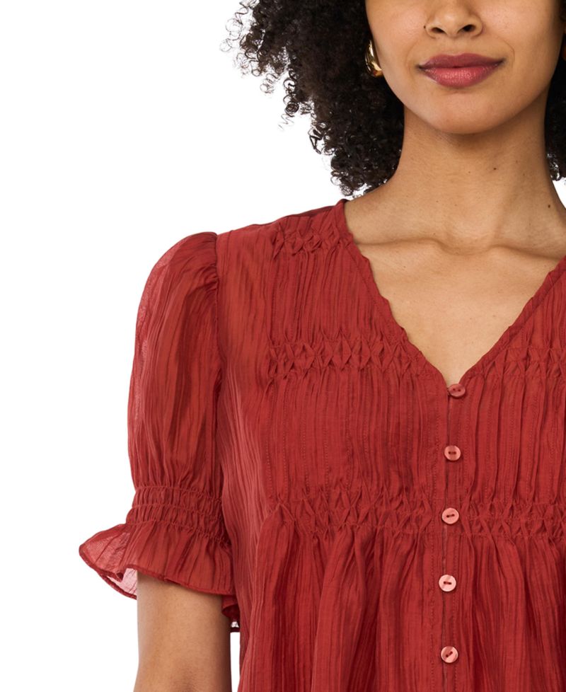 Women's Pintuck Short-Sleeve Top