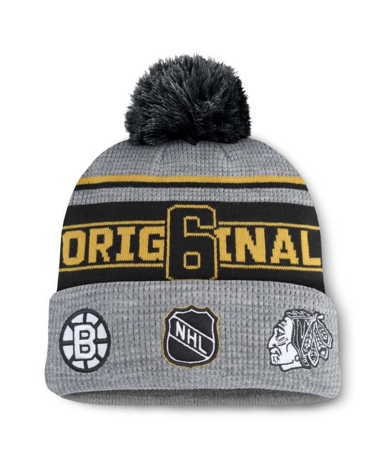 Men's Gray/Black Original 6 Lumberjack Cuffed Knit Hat with Pom