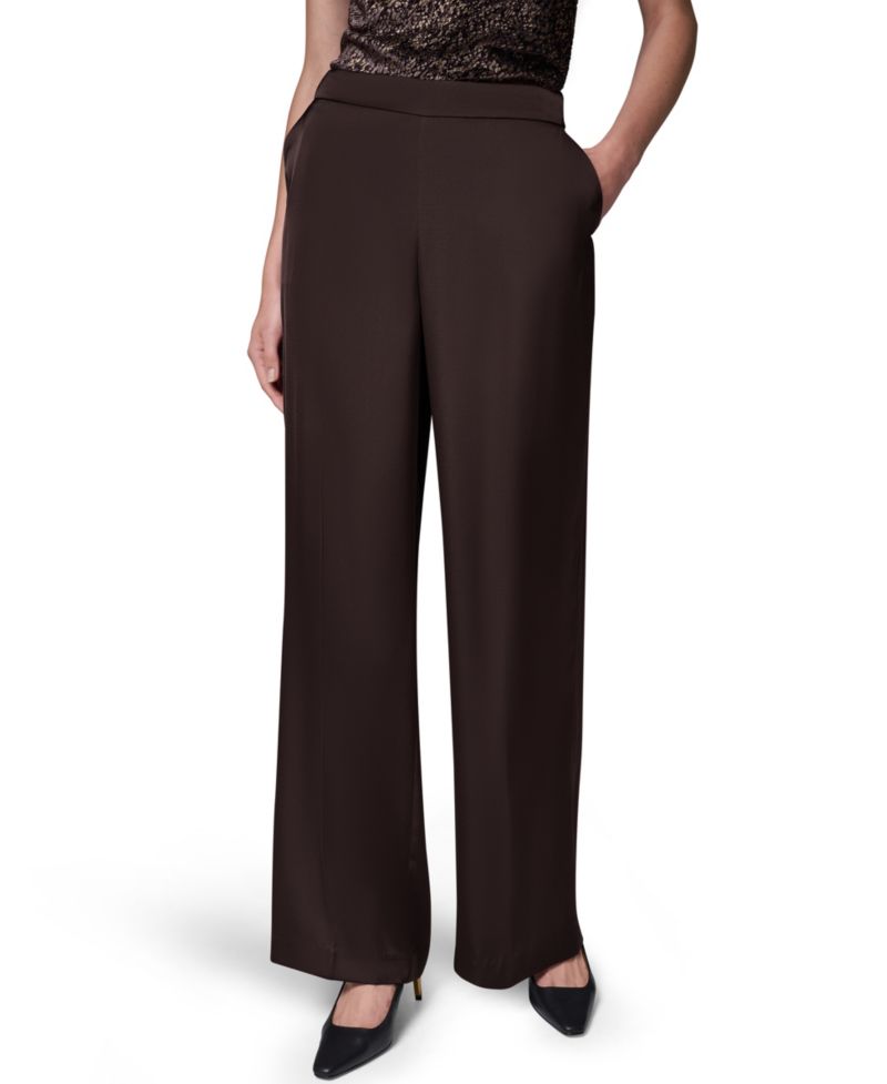 Women's Wide-Leg Satin Side-Zip Pants